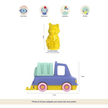 Jouet véhicule, Camion Poubelle avec figurine, Made in France en plastique recyclé, Cadeau 1-5 ans, Pâques, Bleu 5