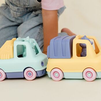 Jouet véhicule, Camion Poubelle avec figurine, Made in France en plastique recyclé, Cadeau 1-5 ans, Pâques, Bleu 9