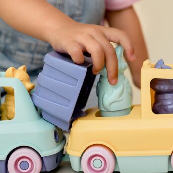 Jouet véhicule, Camion Poubelle avec figurine, Made in France en plastique recyclé, Cadeau 1-5 ans, Pâques, Bleu 13