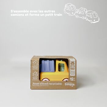 Jouet véhicule, Camion Poubelle avec figurine, Made in France en plastique recyclé, Cadeau 1-5 ans, Pâques, Jaune 2