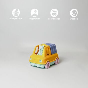 Jouet véhicule, Camion Poubelle avec figurine, Made in France en plastique recyclé, Cadeau 1-5 ans, Pâques, Jaune 3