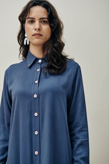 Robe chemise à rangée - Marine 1