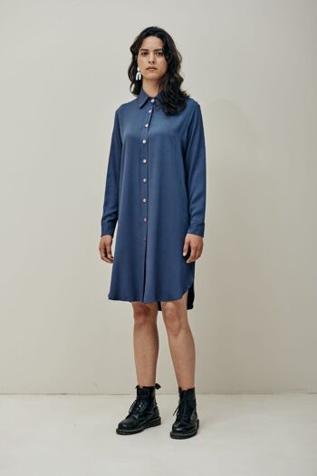 Robe chemise à rangée - Marine 4