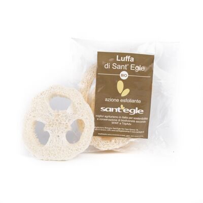Loofah, scrub sponge and soap holder, in 100% vegetable fiber