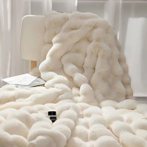 Warm Handmade Imitation Fur Plush Blanket for Winter