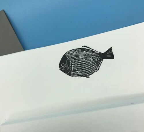 Linoprint Fish Writing Paper Compendium