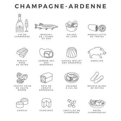 Prodotti e Specialità Champagne-Ardenne - 50x70 cm