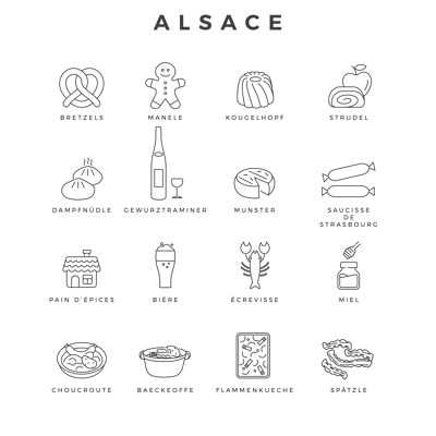 Productos y especialidades de Alsacia - 20x30 cm