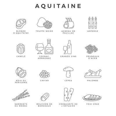 Aquitaine-Produkte und -Spezialitäten - 50x70 cm