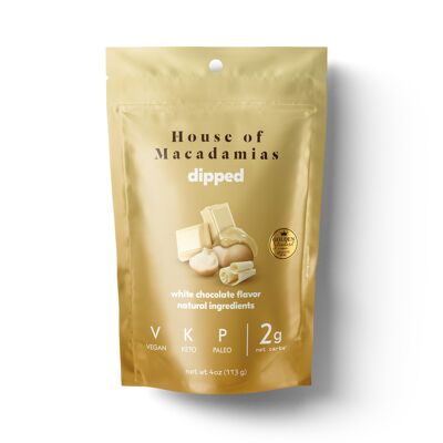 Macadamia Dipped Nuts, White Chocolate, 6 x 113g