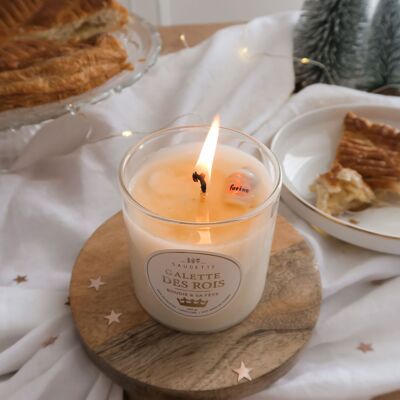 Galette des rois - A candle and its hidden bean