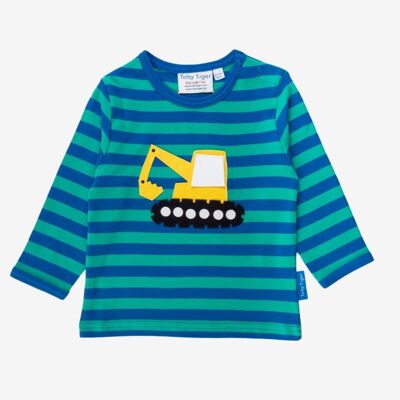 Organic cotton long-sleeved shirt with excavator applications