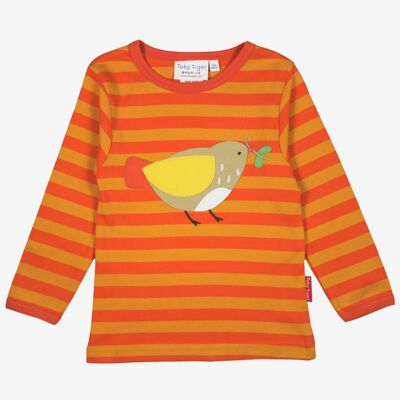 Organic cotton long-sleeved shirt with sparrow applications