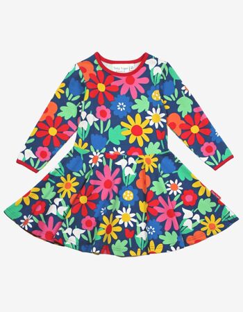 Robe en coton biologique avec coupe patineuse et motif floral accrocheur