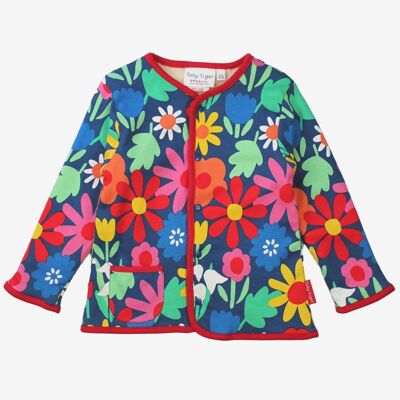Organic cotton reversible jacket with a striking floral pattern