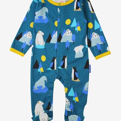 Organic cotton one-piece pajamas with arctic print