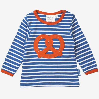 Organic cotton long-sleeved shirt with pretzel applications