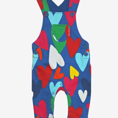 Organic cotton dungarees with heart print