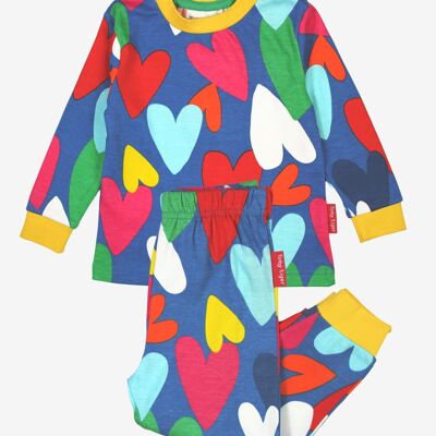 Pijama de algodón orgánico con estampado de corazones