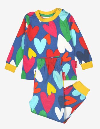 Pyjama en coton biologique à imprimé cœurs 1