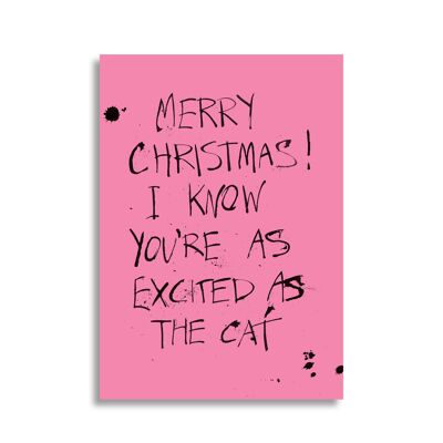 Excited as the cat - Christmas card