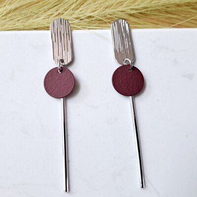 boucles d'oreilles - Sol - argent - rouge porto