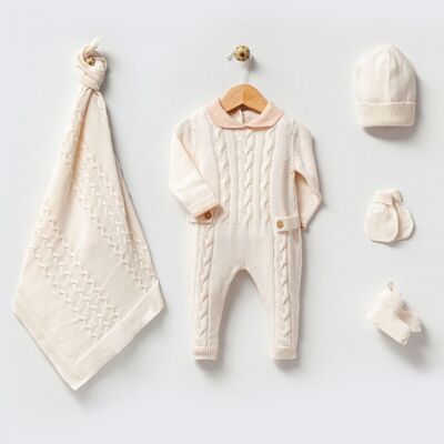 Set of 0-3M Shirt Collared Organic Baby Cotton Knitwear-5 pieces