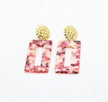 Boucles d'oreilles Mia / Pop rose / Acétate de cellulose / Acier inoxydable 2