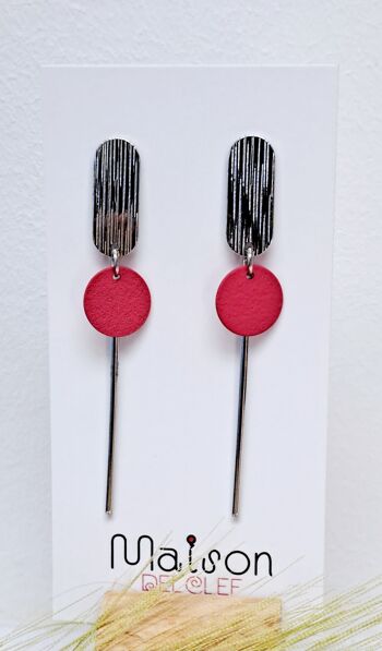 boucles d'oreilles - Sol - argent - rouge baie 2