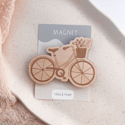 Magnet bicycle wood - fridge magnet bicycle gift