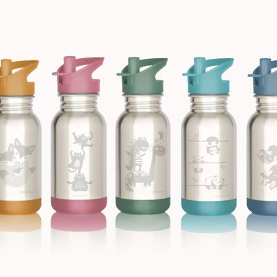 Gaspajoe Kinderwasserflaschen aus Edelstahl, Modell LOOPY 400 ml