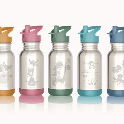 Gaspajoe Kinderwasserflaschen aus Edelstahl, Modell LOOPY 400 ml