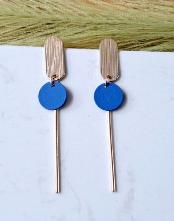 boucles d'oreilles - Sol - doré - bleu ciel 1