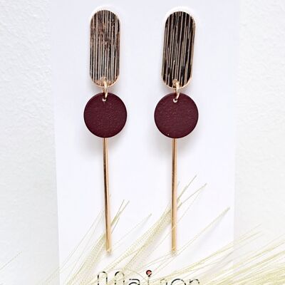 boucles d'oreilles - Sol - or - rouge porto