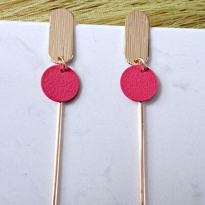 earrings - Sol - gold - berry red