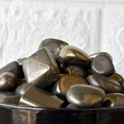 1 pieza de piedras rodadas de pirita ~ Piedras rodadas curativas