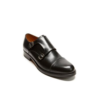 Chaussure noire à double boucle pour homme. Fabriqué en Italie. Article du fabricant BP1257 2