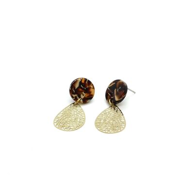 Boucles d'oreilles / Anna  Marron & or / Acétate de cellulose