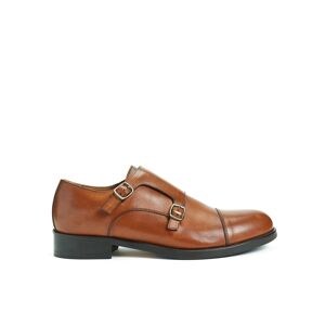 Chaussure marron à double boucle pour homme. Fabriqué en Italie. Article du fabricant BP1259