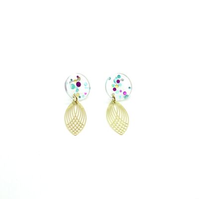 Earrings / Anna Glitter & gold / Stainless steel