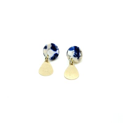 Earrings / Anna Blue & gold / Cellulose acetate