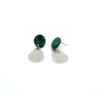 Boucles d'oreilles / Anna Vert & Argent / Acétate de cellulose 2