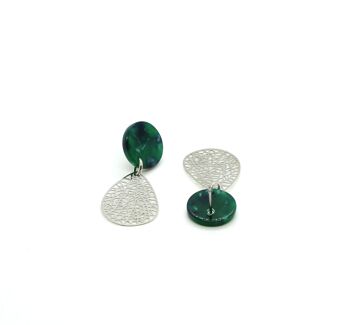 Boucles d'oreilles / Anna Vert & Argent / Acétate de cellulose 3