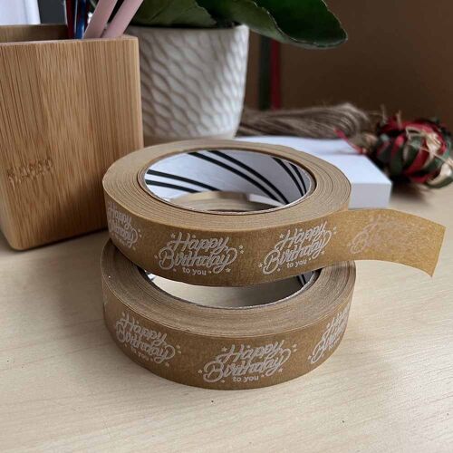 Happy Birthday Biodegradable Paper Tape 24mm x 50m