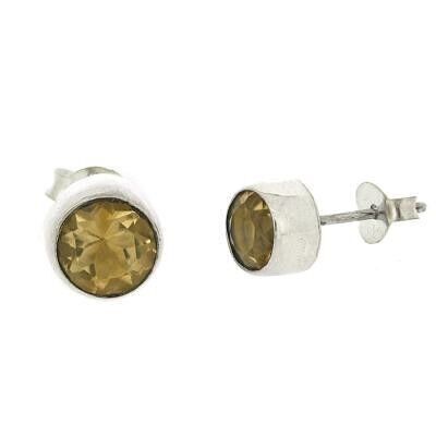 Boucles d'oreilles à facettes en citrine de 6 mm avec boîte de présentation