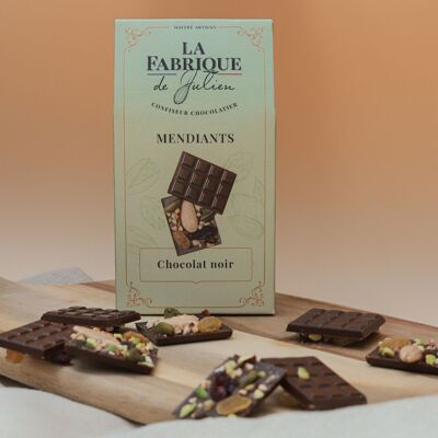 Mendiants artesanales de chocolate negro rellenos de frutos secos - 90 g - La Fabrique de Julien