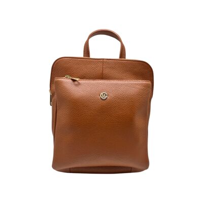 CRISTINA CAMEL GRAINED LEATHER BACKPACK