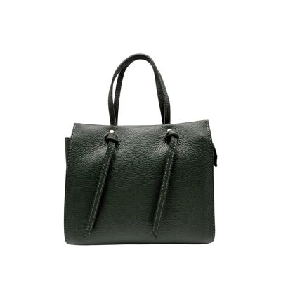 FRANCINE GREEN GRAIN LEATHER HANDLE BAG