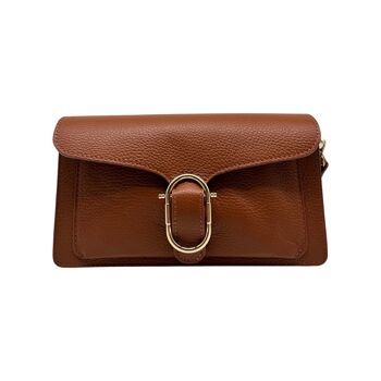 SAC PORTE EPAULE CUIR GRAINE CLAUDINE CAMEL 1