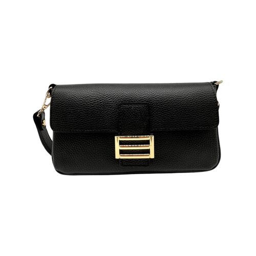 SAC PORTE EPAULE CUIR GRAINE MONIQUE NOIR